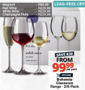Checkers Bohemia Glassware Range 2/6-Pack offer