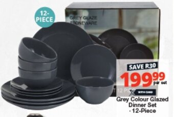 Checkers Grey Colour Glazed Dinner Set offer