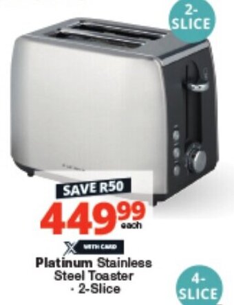 Platinum Stainless Steel Toaster 2-Slice