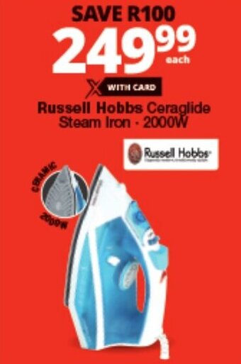 Checkers Russell Hobbs Ceraglide Steam Iron 2000W offer