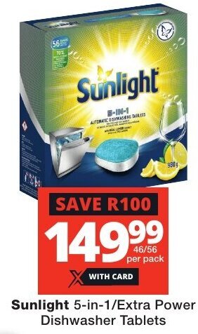 Checkers Sunlight 5-in-1/Extra Power Dishwasher Tablets offer