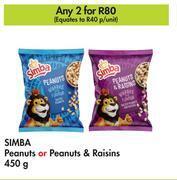 Makro Simba peanuts or peanuts & raisins-for 2 x 450g offer