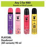 Makro Playgirl deodorant (all variants)-for 3 x 90ml offer