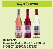 De krans moscato, red or rose-for 3 x 750ml