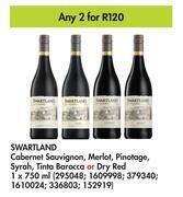 Swartland cabernet sauvignon, merlot, pinotage, syrah, tinta barocca or dry red-for 2 x 750ml