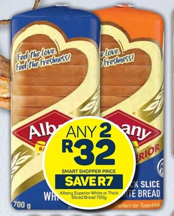 Pick n Pay Albany Superior White or Thick Sliced Bread 700g offer