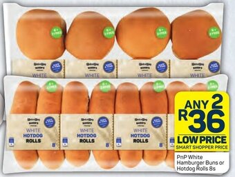 Pick n Pay PnP White Hamburger Buns or Hotdog Rolls 8s offer