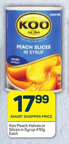 Pick n Pay Koo Peach Halves or Slices in Syrup 410g offer