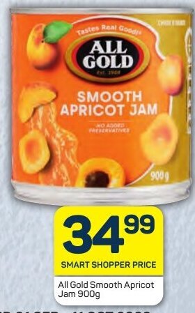 Pick n Pay All Gold Smooth Apricot Jam 900g offer