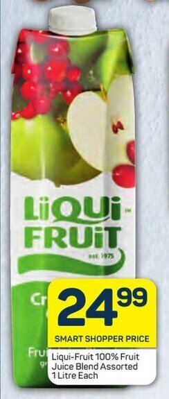 Pick n Pay Fru Liqui-Fruit 100% Fruit Juice Blend Assorted 1 Litre Each offer