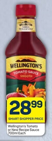 Pick n Pay Wellington's Tomato or New Recipe Sauce 700ml Each offer