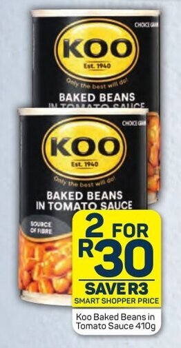 Pick n Pay Koo Baked Beans in Tomato Sauce 410g offer