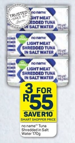 Pick n Pay no name Tuna Shredded in Salt Water 170g offer