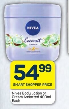 Pick n Pay Nivea Body Lotion or Cream Assorted 400ml Each offer