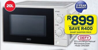 Pick n Pay DEFY 20 Litre White Manual Microwave Oven offer