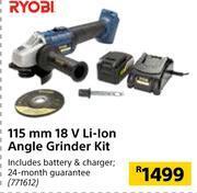 Builders Warehouse Ryobi 115mm 18v li-ion angle grinder kit offer