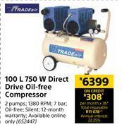 Builders Warehouse Tradeair 100l 750w direct drive oil free compressor offer