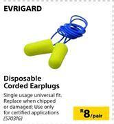 Builders Warehouse Evrigard disposable corded earplugs 570316-per pair offer