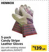 Builders Warehouse Hennox 5-pack candy stripe leather gloves 620427-per pack offer