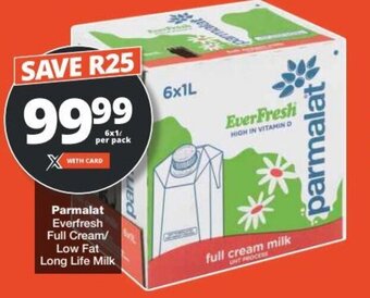 Checkers Parmalat Everfresh Full Cream/ Low Fat Long Life Milk offer