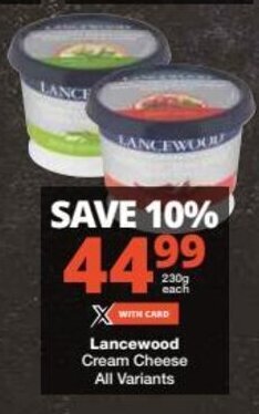 Checkers Lancewood Cream Cheese All Variants offer
