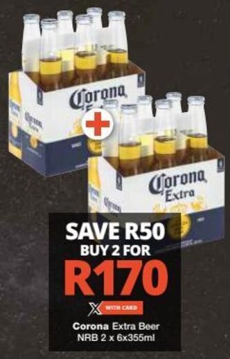 Checkers Corona Extra Beer NRB 2 x 6x355ml offer