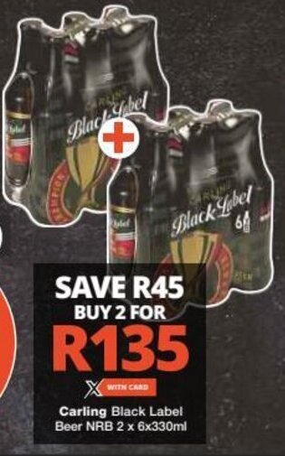Checkers Carling Black Label Beer NRB 2 x 6x330ml offer