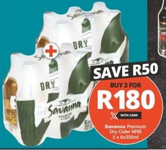 Checkers Savanna Premium Dry Cider NRB 2 x 6x330ml offer