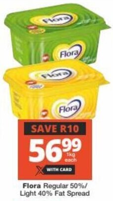 Checkers Flora Regular 50% Light 40% Fat Spread offer