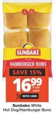 Checkers Sunbake White Hot Dog/Hamburger Buns offer