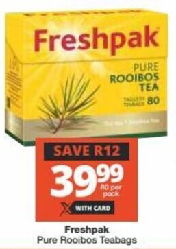 Checkers Freshpak Pure Rooibos Teabags offer