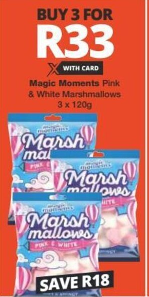 Checkers Magic Moments Pink & White Marshmallows 3 x 120g offer