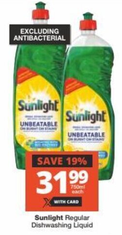Checkers Sunlight Regular Dishwashing Liquid offer