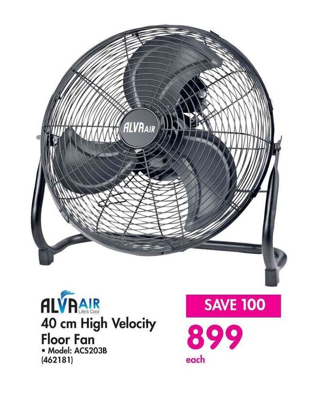 ALVA AIR 40cm High Velocity Floor Fan offer at Makro