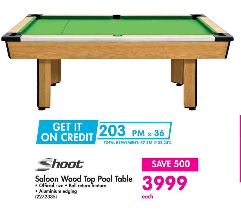 Shoot Saloon Wood Pool Table 3999 offer at Makro