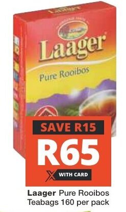 Checkers Laager Pure Rooibos Teabags 160 per pack offer