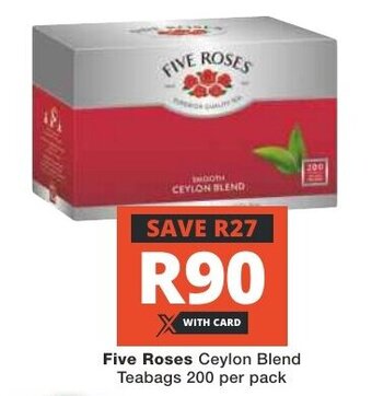 Five Roses Ceylon Blend Teabags 200 per pack