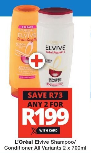 L'Oréal Elvive Shampoo/ Conditioner All Variants 2 x 700ml