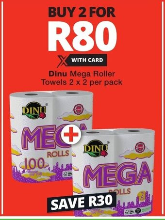 Checkers Dinu Mega Roller Towels 2 x 2 per pack offer
