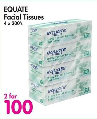 Makro EQUATE Facial Tissues 4x200's offer