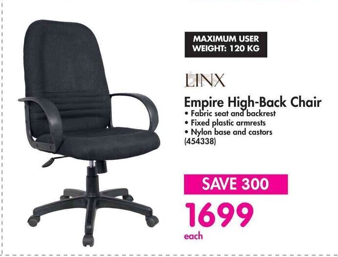 LINX Empire HighBack Chair offer at Makro