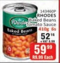KitKat Cash and Carry RHODES Baked Beans Tomato Sauce 410g 6s offer