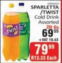KitKat Cash and Carry SPARLETTA /TWIST Cold Drink Assorted 2L 6s offer