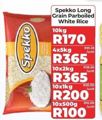 1UP Spekko Long Grain Parboiled White Rice 10kg offer