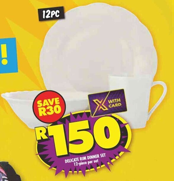DELICATE RIM DINNER SET 12piece per set offer at Shoprite