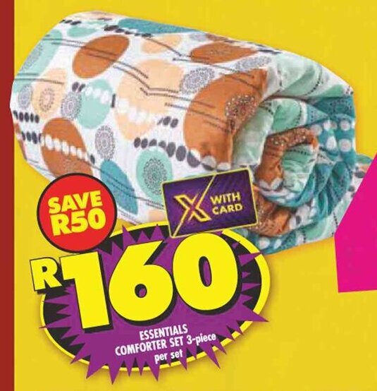 ESSENTIALS COMFORTER SET 3piece offer at Shoprite