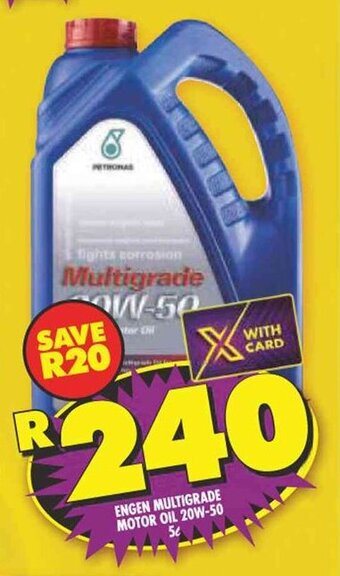 Shoprite ENGEN MULTIGRADE MOTOR OIL 20W-50 5L offer