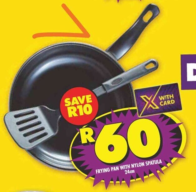 FRYING PAN WITH NYLON SPATULA 24cm offer at Shoprite