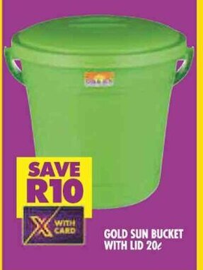 Shoprite GOLD SUN BUCKET WITH LID 20L offer