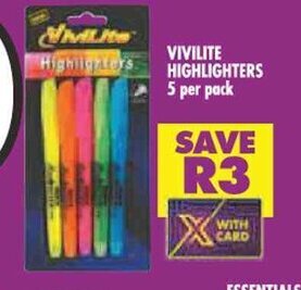 Shoprite VIVILITE HIGHLIGHTERS 5 per pack offer